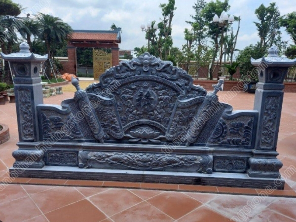 Cuốn thư đá xanh đen – trang nghiêm, tinh xảo, tôn giá trị công trình 