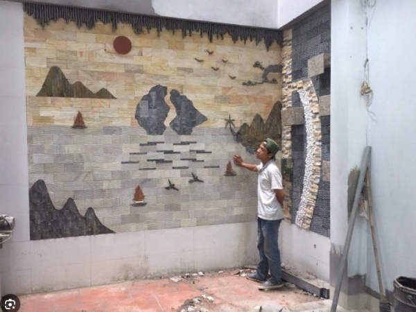 Đá ốp tường trắng muối răng lược – tinh tế, hiện đại, tạo điểm nhấn ấn